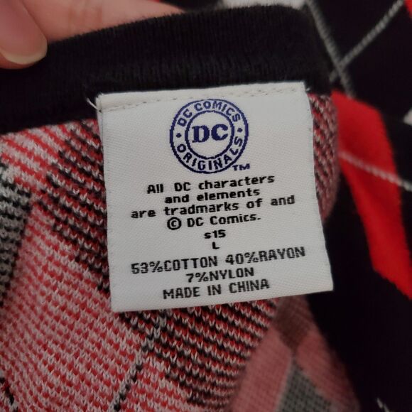 DC Comics Harley Quinn Checkerboard Cardigan Sweater Juniors L Costume Cosplay - Picture 3 of 10